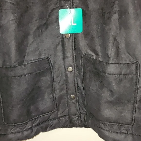 Boston Traders NWT Women's Black Faux Suede Sherpa Utility Trucker Jacket Sz XL - Picture 4 of 16